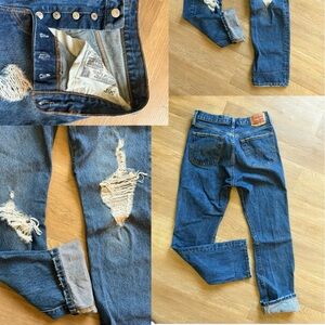 Levi’s 501 Straight Leg Distressed Jeans